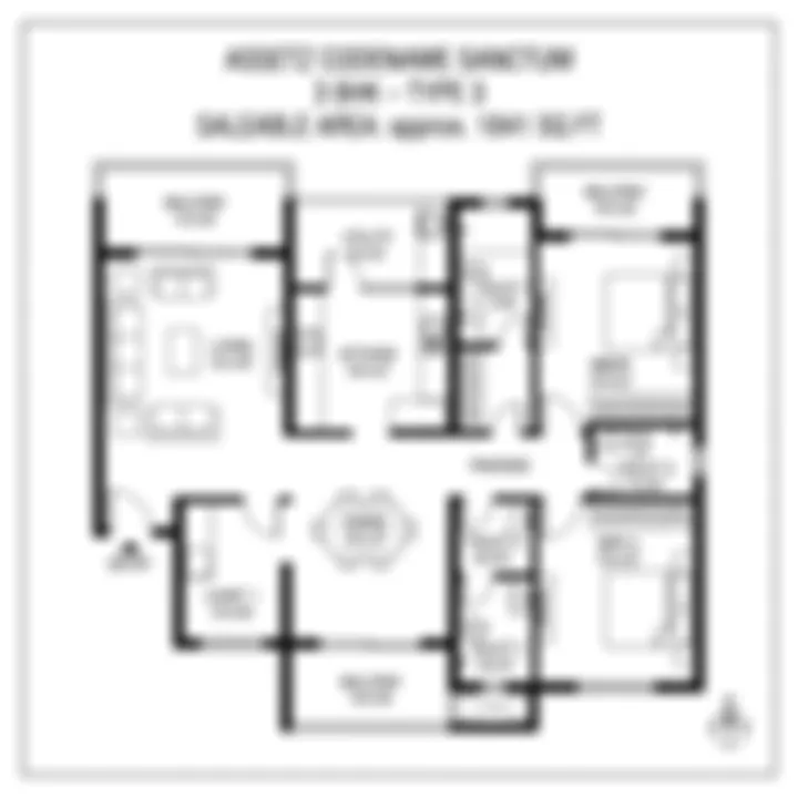 3 BHK Type 3 — 1841 sqft floor plan