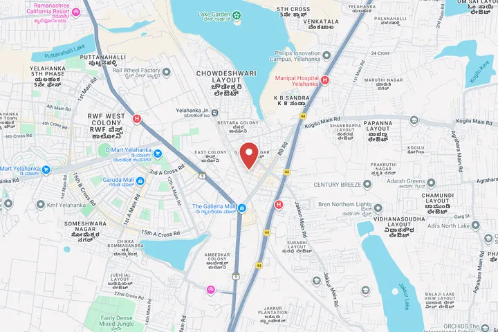 Location map of Assetz Codename Sanctum in Yelahanka, North Bangalore